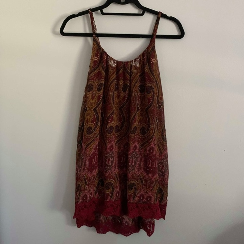 Burgundy Paisley Swing Dress NWT TOBI